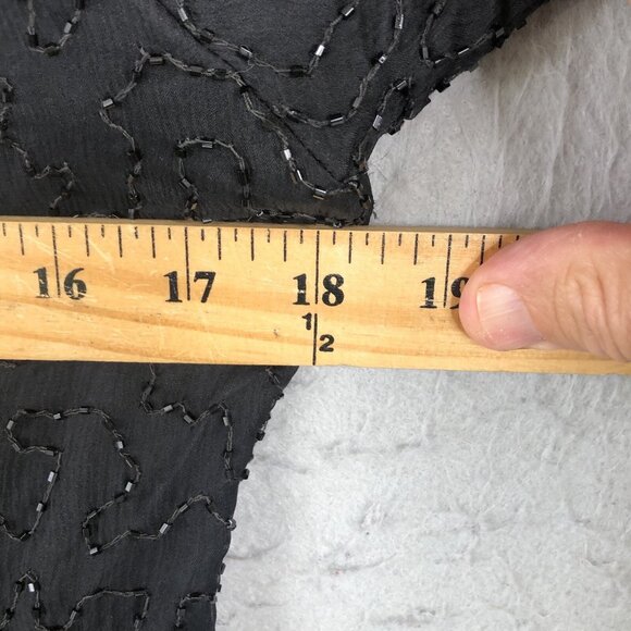 Vintage Brilliante by JA Dress Womens Large Black White Silk Beaded Cocktail - Picture 5 of 16